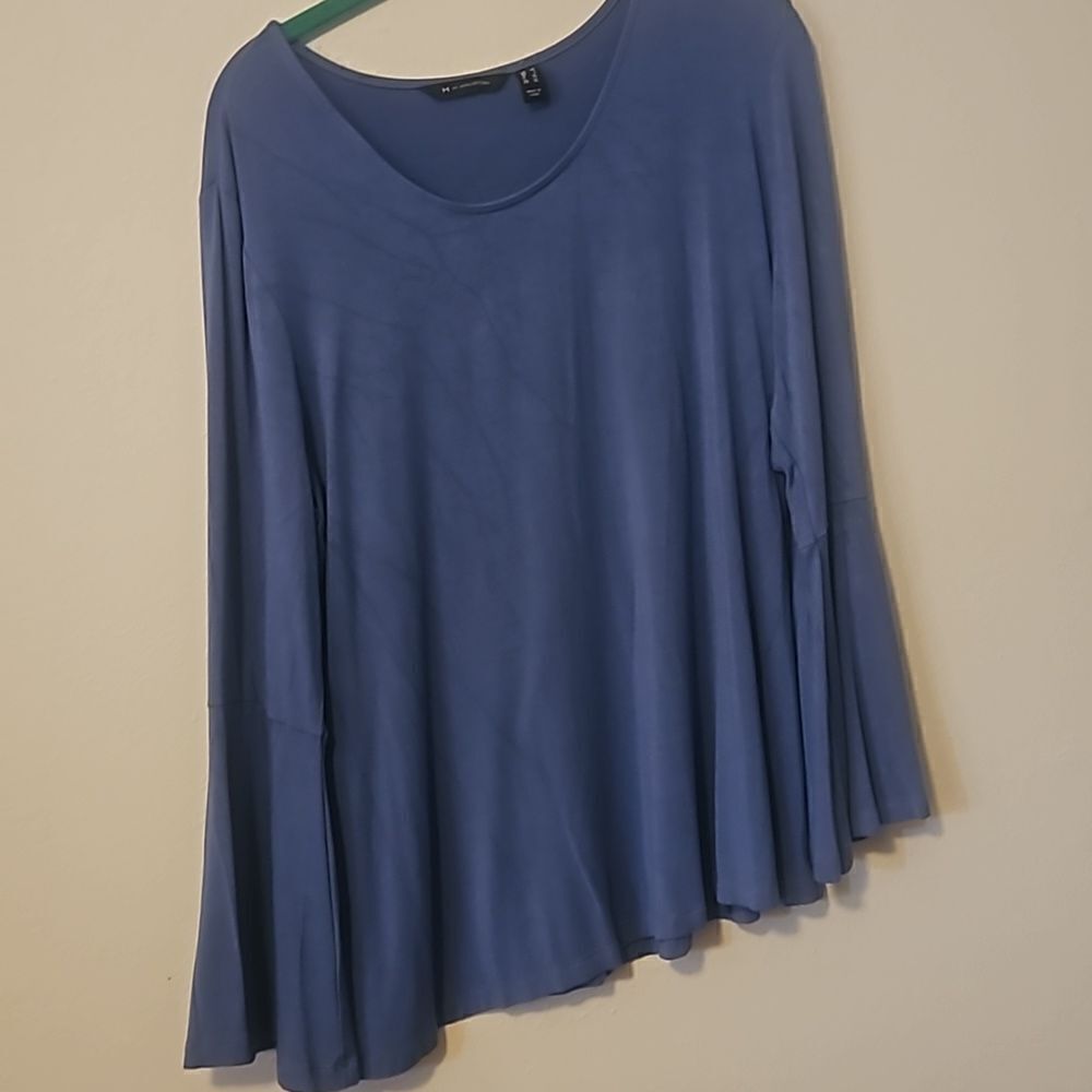 H BY HALSTON bell sleeve top Blue L